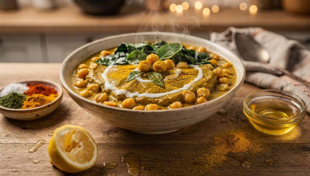 Curry d'épinards et pois chiches : recette savoureuse