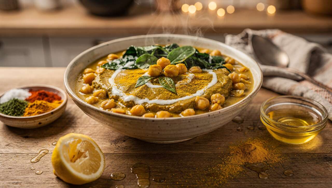 Curry d'épinards et pois chiches : recette savoureuse