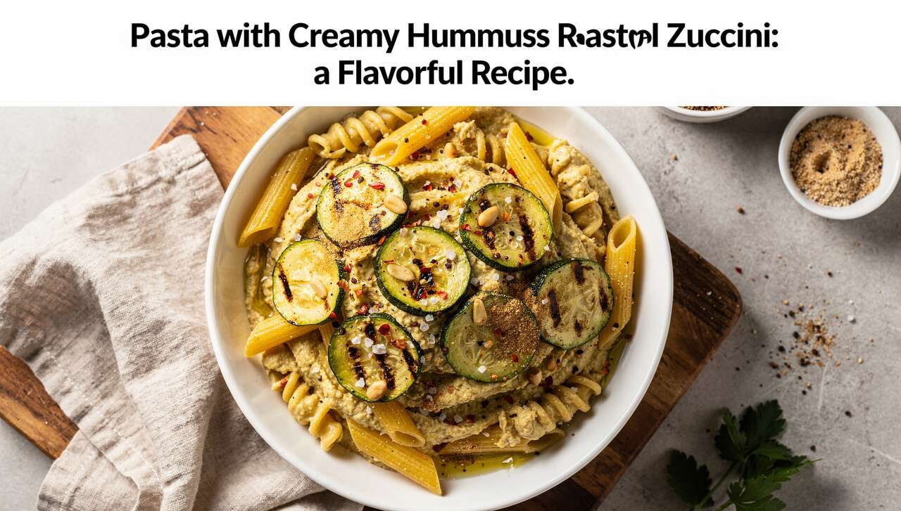 Pâtes crémeuses à l'houmous et courgettes rôties : la recette savoureuse