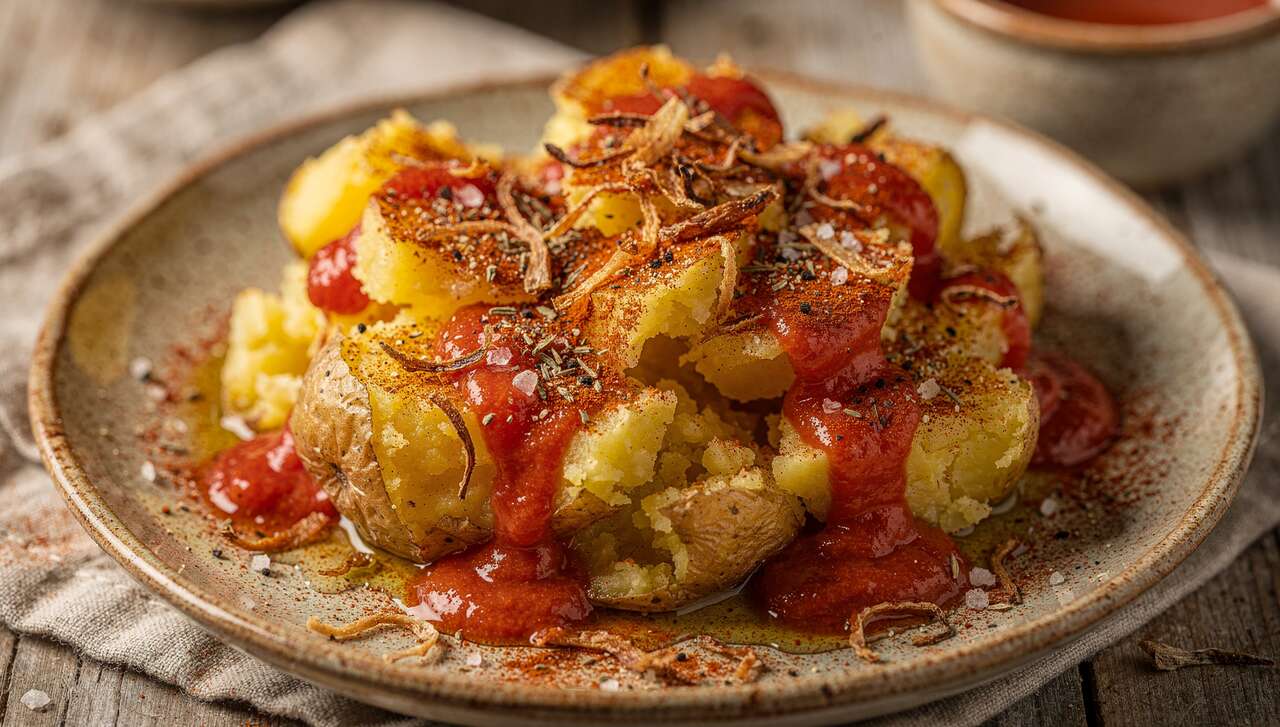 Pommes de terre écrasées à la sauce tomate express
