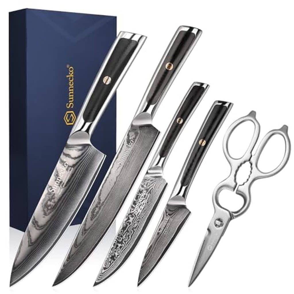 Test : sunnecko set de couteaux en acier Damas 73 couches