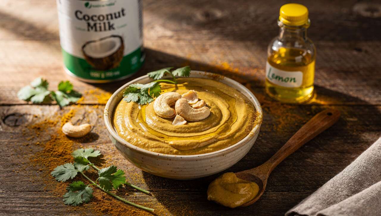 Sauce crémeuse aux noix de cajou : saveur curry et coriandre