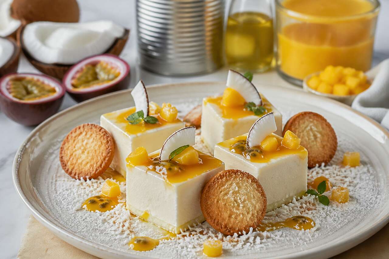 Cube coco-vanille aux fruits exotiques : recette gourmande