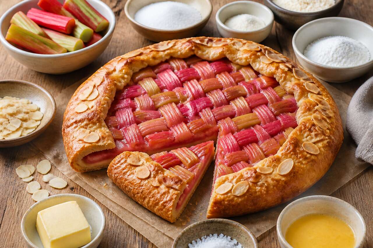 Tarte rustique à la rhubarbe : recette gourmande