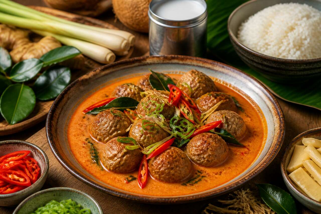 Curry thaï aux boulettes de viande : recette savoureuse