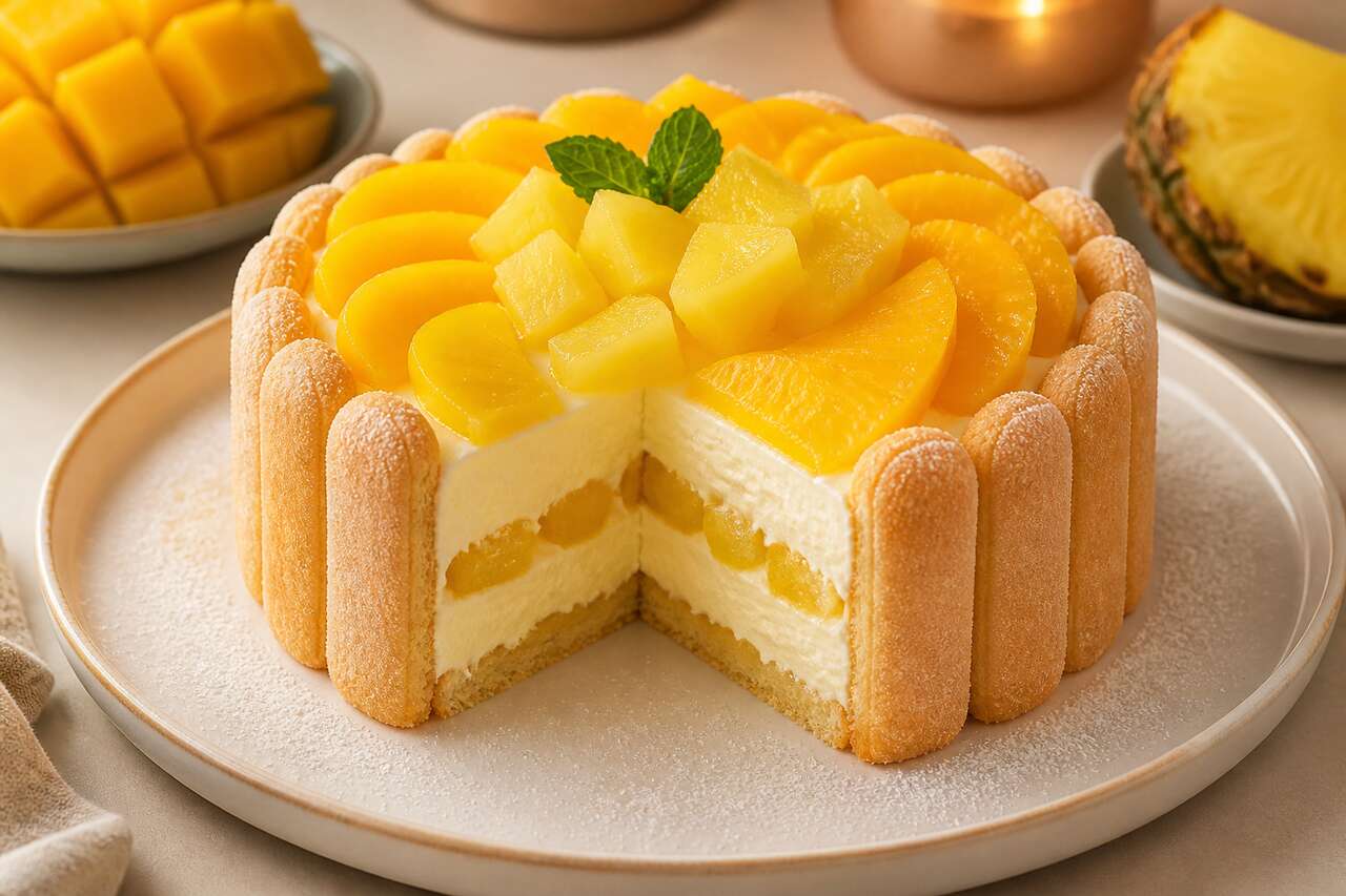 Charlotte légère fromage blanc, ananas et mangue Tupperware