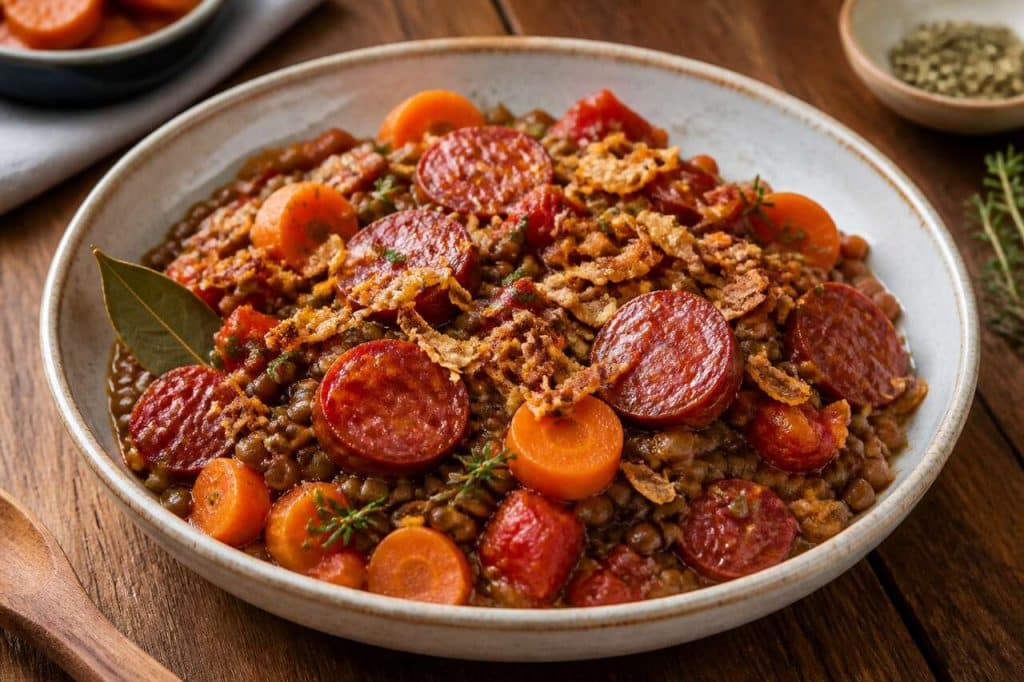 Lentilles du Puy au chorizo : recette savoureuse et facile