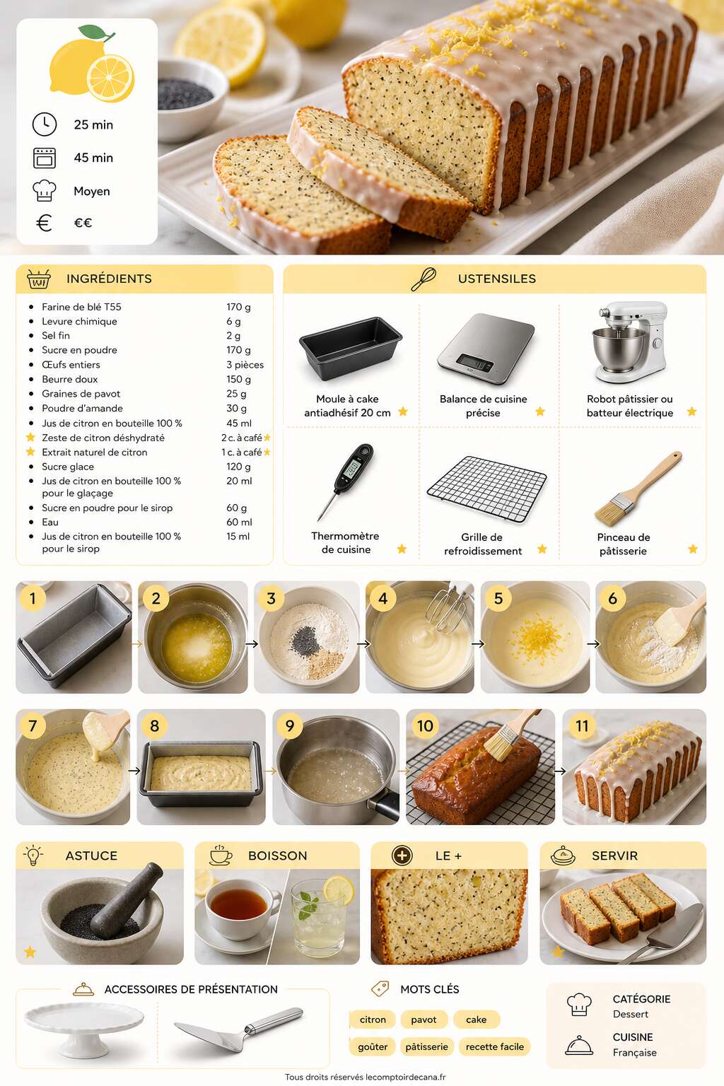 Fiche recette Cake citron pavot de Nicolas Bernardé : la recette gourmande Fiche recette Cake citron pavot de Nicolas Bernardé : la recette gourmande