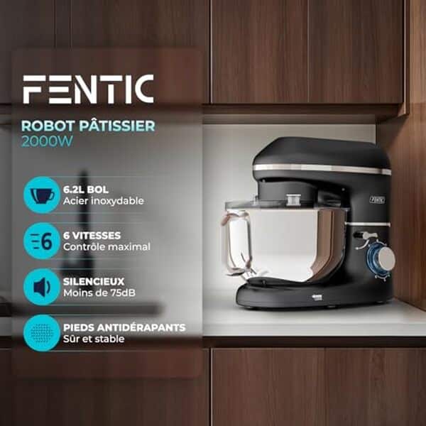 Découvrez notre test détaillé du robot pâtissier Fentic 2000W : puissance, accessoires professionnels et performances pour vos pâtisseries. 