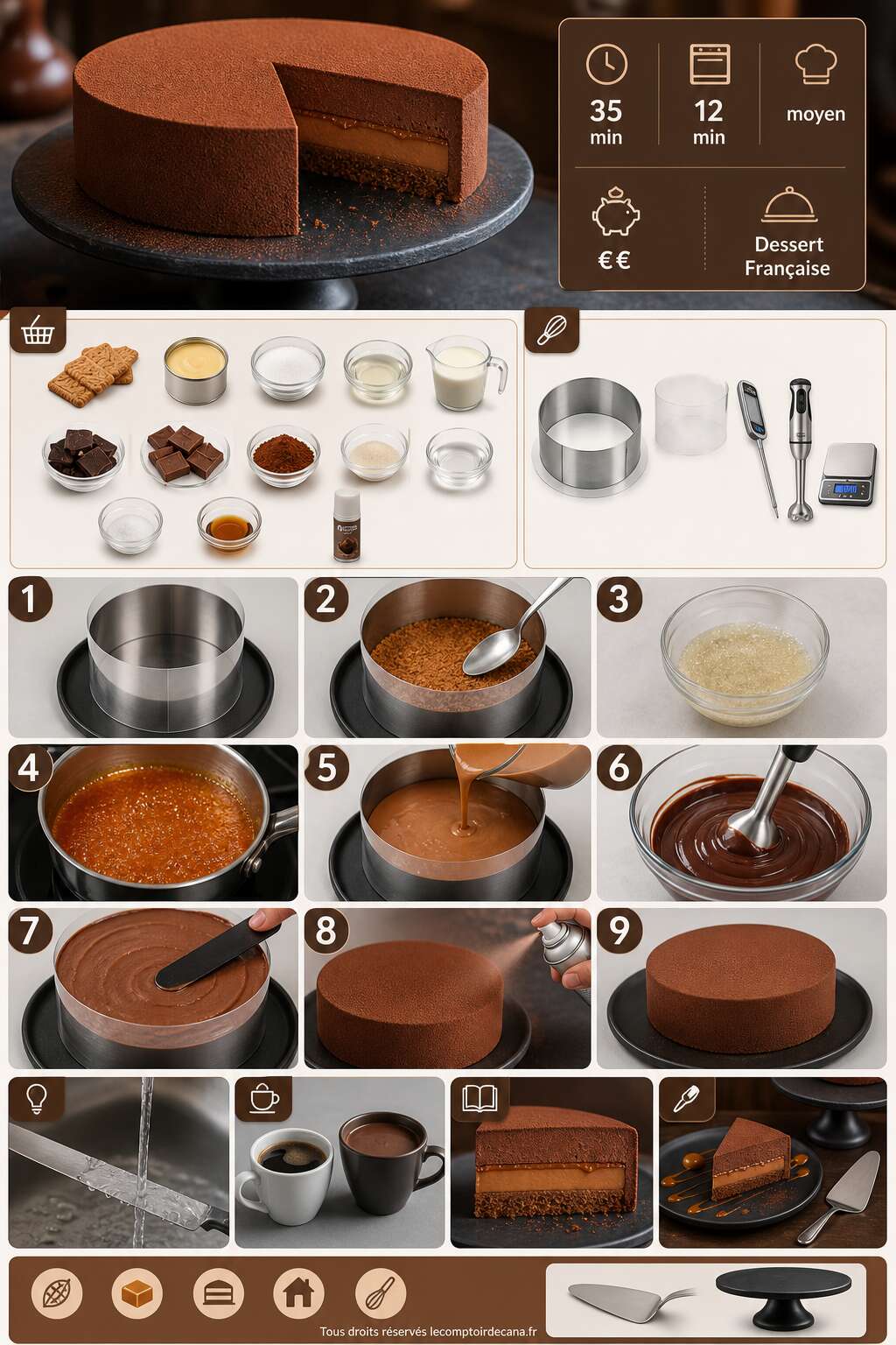 Fiche recette Entremets chocolat caramel : recette gourmande