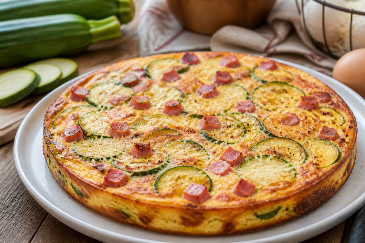 Quiche sans pâte au jambon et courgette : recette express