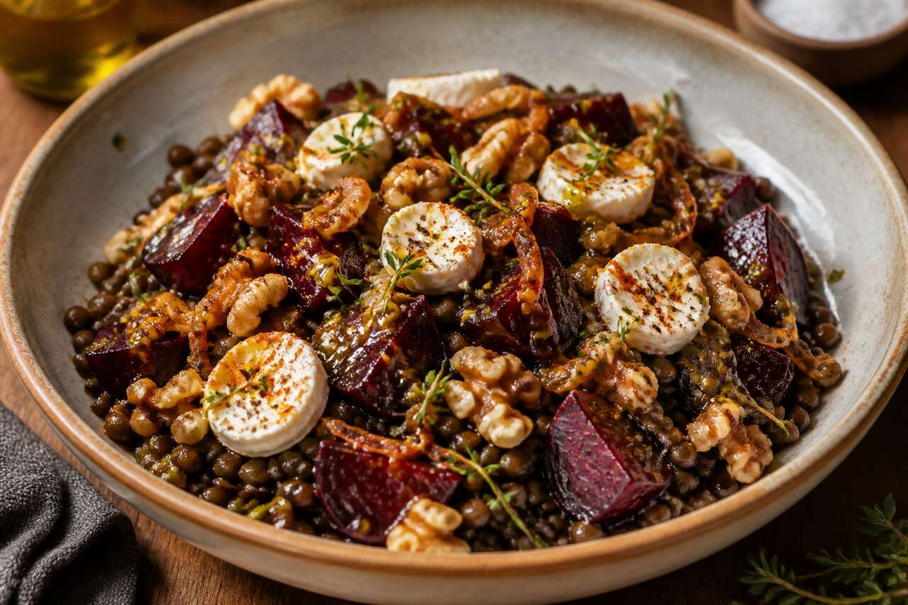 Salade de betteraves rôties et lentilles : une recette savoureuse