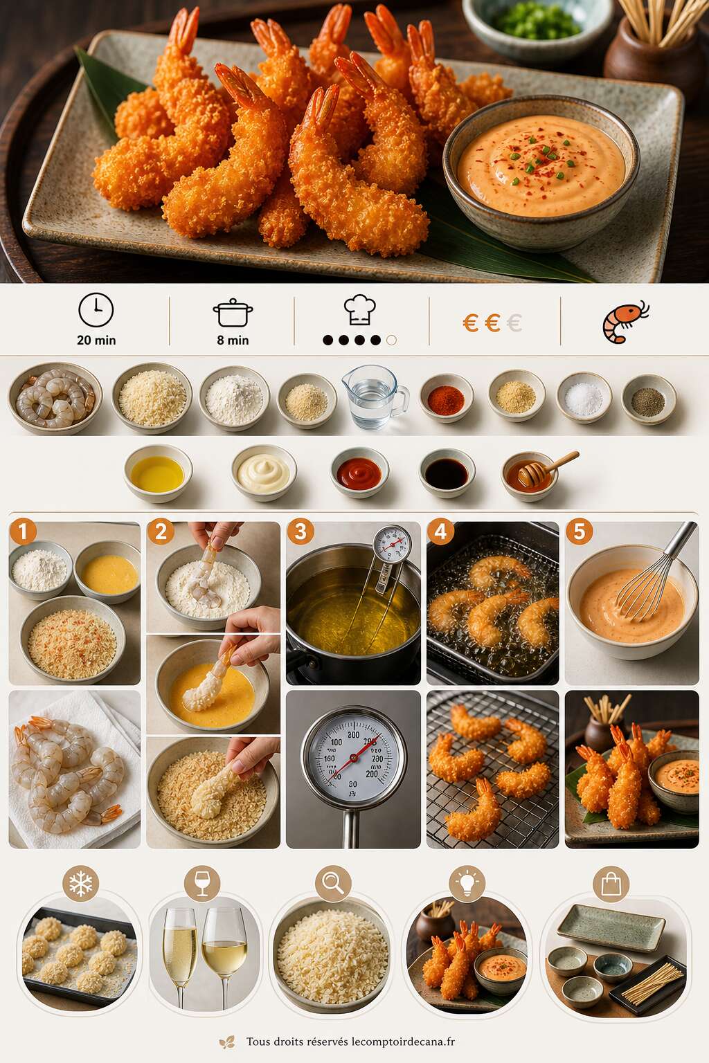 Fiche recette Crevettes ap&eacute;ritives au panko : recette gourmande