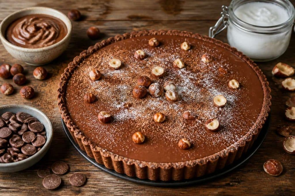 Recette : tarte au chocolat au lait et noisettes irrésistible
