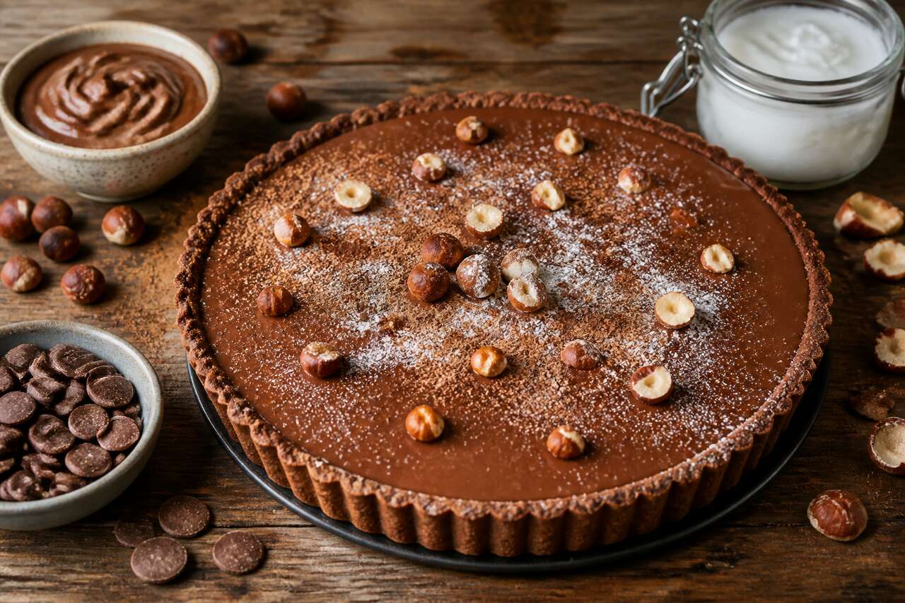 Recette : tarte au chocolat au lait et noisettes irrésistible