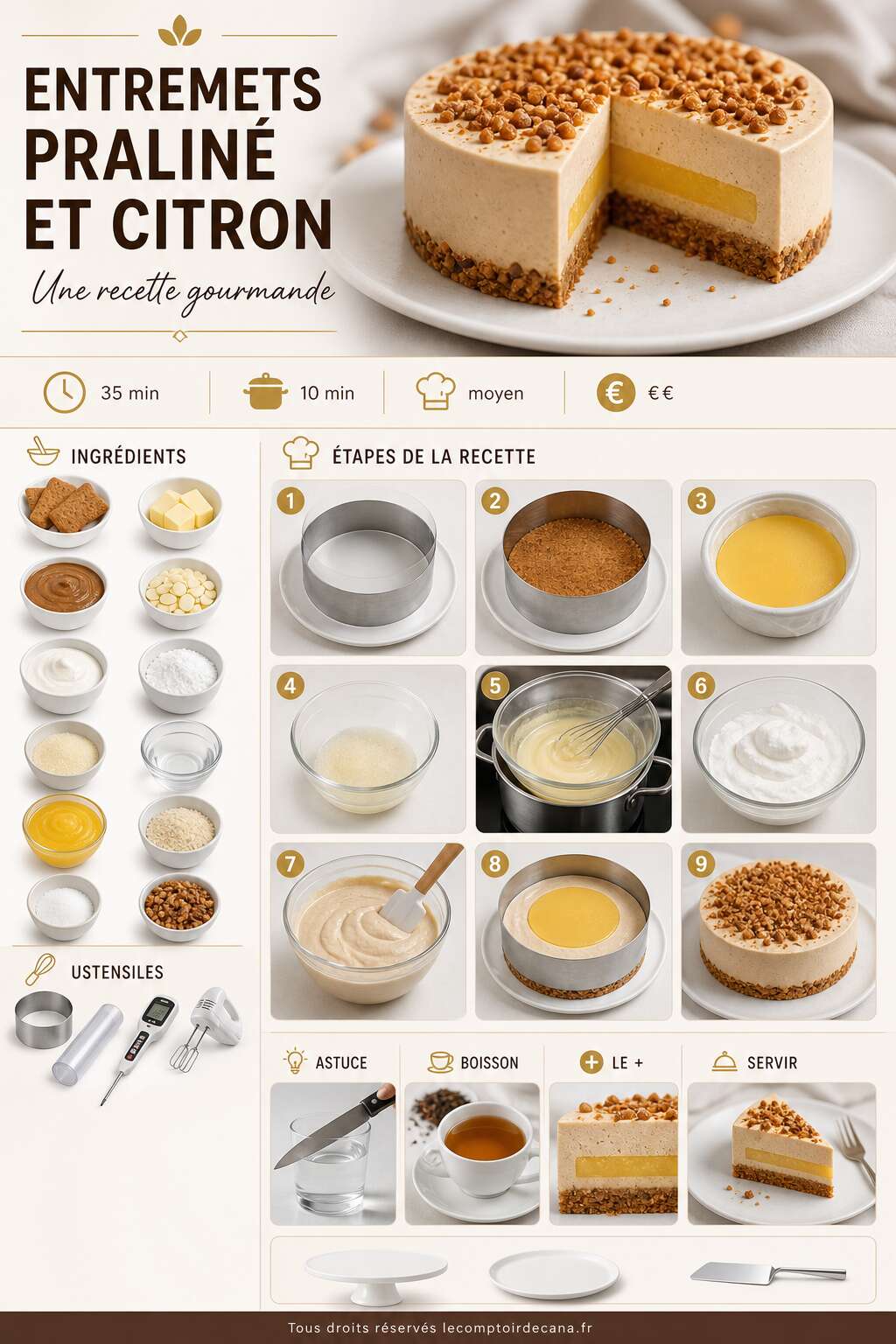 Fiche recette Entremets praliné et citron : une recette gourmande Fiche recette Entremets praliné et citron : une recette gourmande