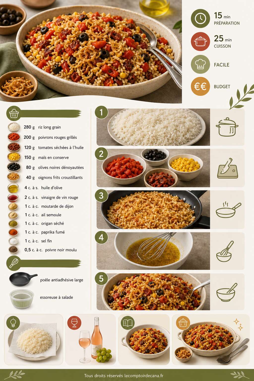 Fiche recette Salade de riz croustillante aux poivrons et tomates Fiche recette Salade de riz croustillante aux poivrons et tomates