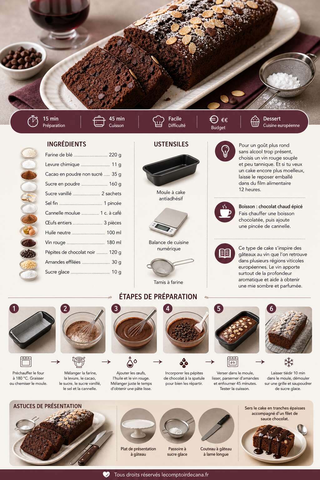 Fiche recette Recette de cake au vin rouge : un délice gourmand Fiche recette Recette de cake au vin rouge : un délice gourmand