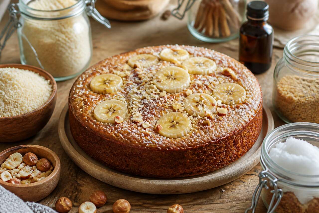 Cake banane amande noisette moelleux sans sucre d'Hervé Cuisine