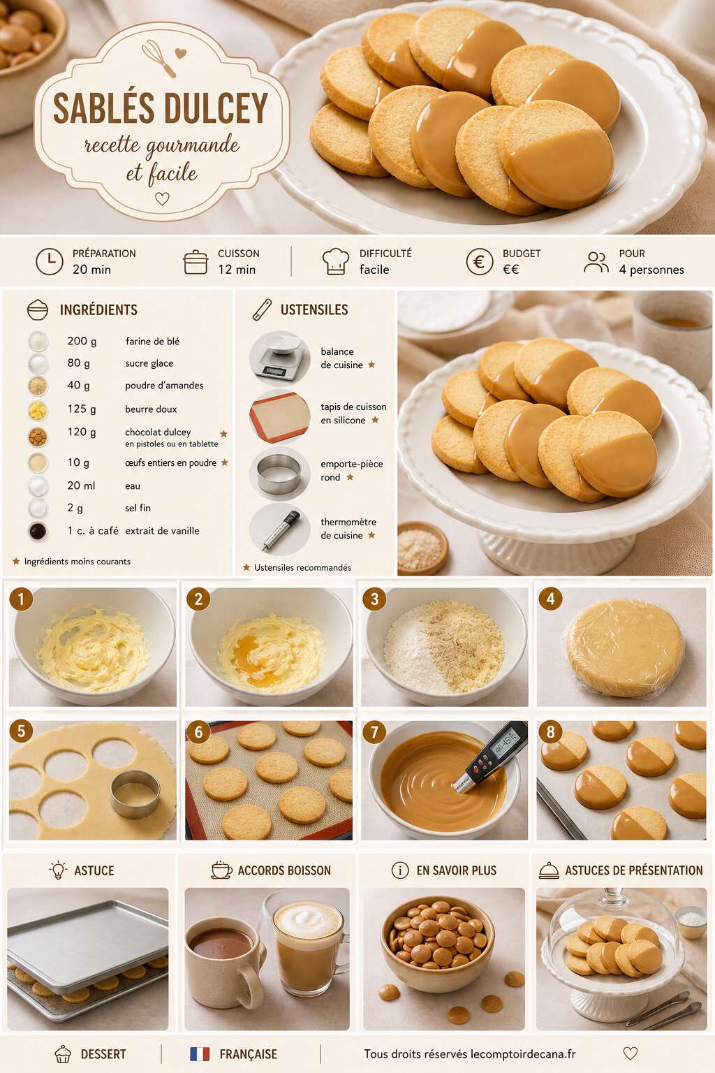 Fiche recette Sabl&eacute;s dulcey : recette gourmande et facile