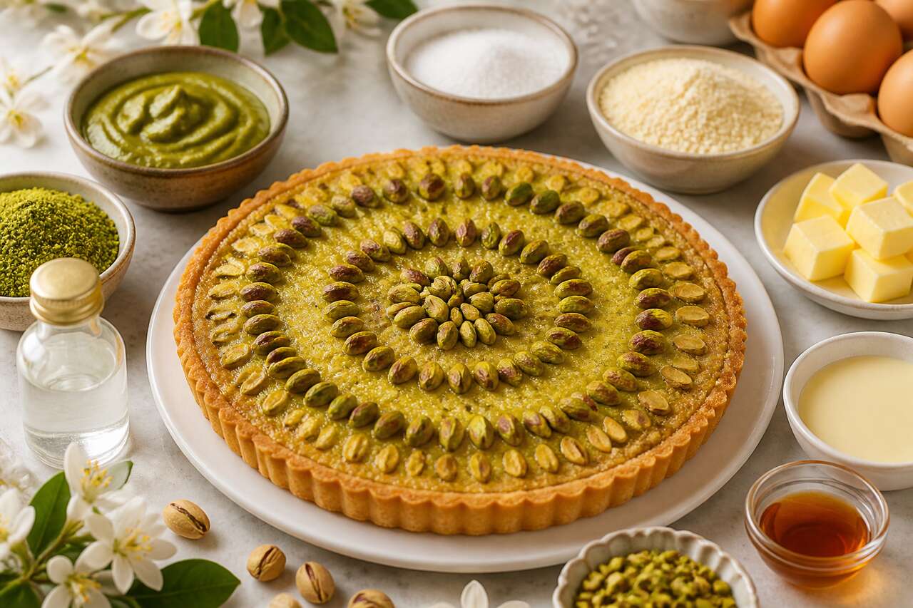Tarte pistache et fleur d'oranger : recette gourmande