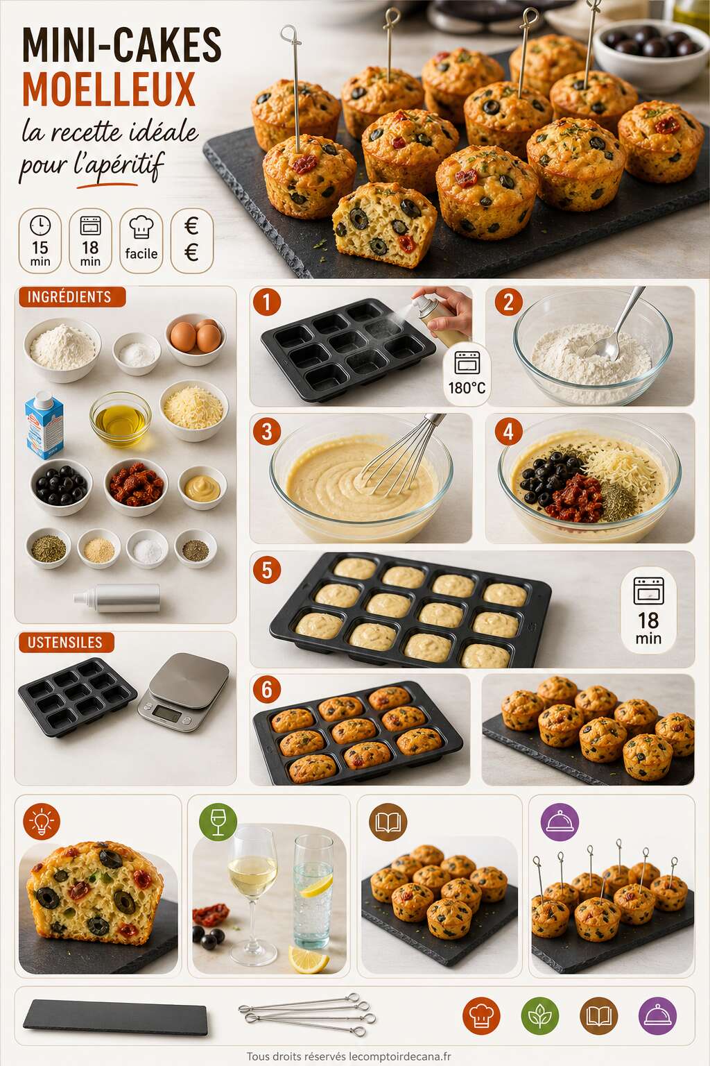 Fiche recette Mini-cakes moelleux : la recette id&eacute;ale pour l'ap&eacute;ritif