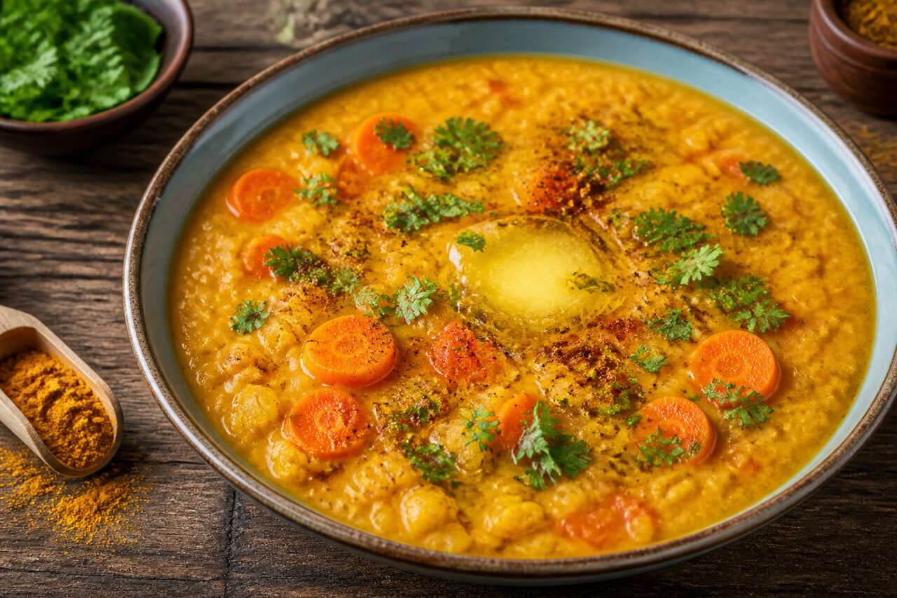 Dhal de lentilles corail aux légumes : recette savoureuse et facile