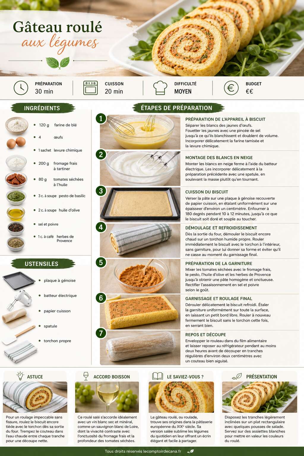 Fiche recette G&acirc;teau roul&eacute; aux l&eacute;gumes du blog Beau &agrave; la Louche : recette savoureuse
