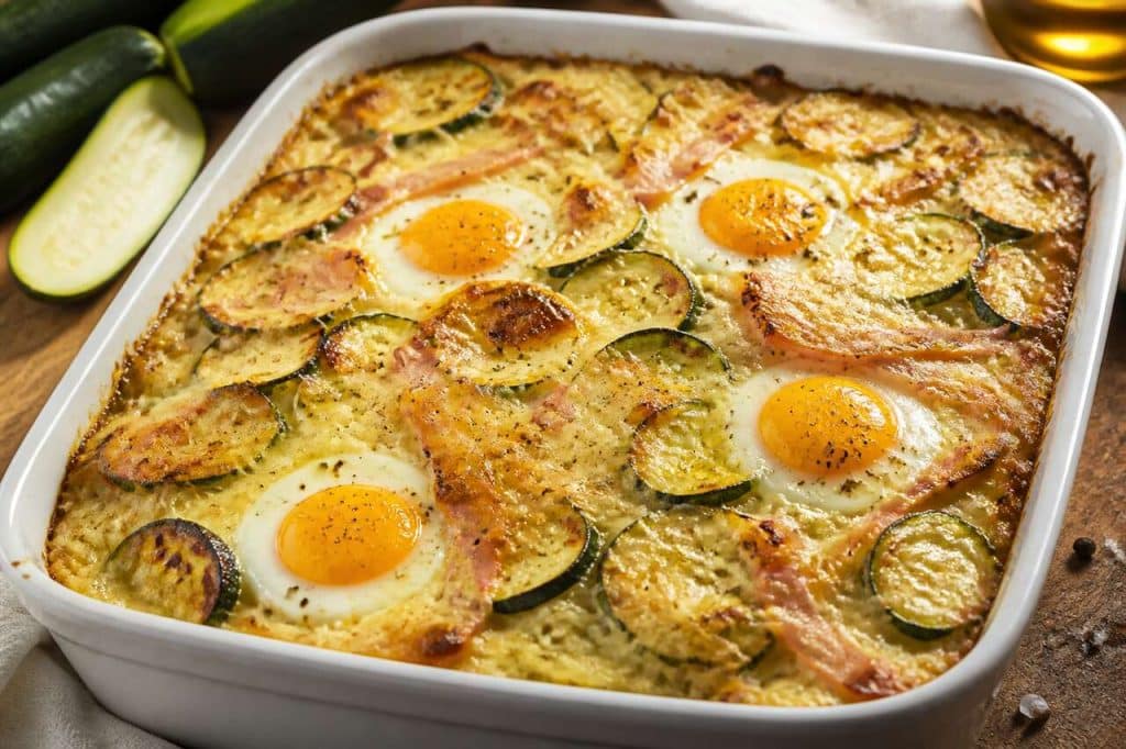 Gratin de courgettes râpées : recette complète au riz et jambon